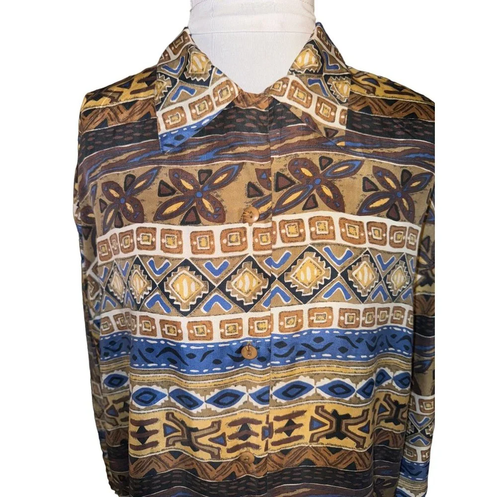 Stunt Collection Button Down Silk Blouse Women Size Medium Vintage - Picture 4 of 10